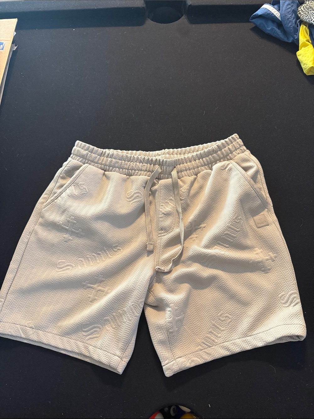 Men's Cream Athletic Drawstring Shorts